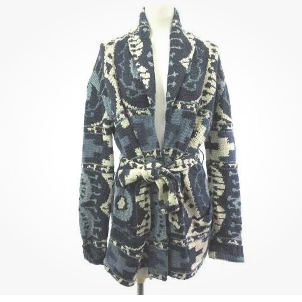 Ralph Lauren Collection Blue and Cream Patterned Cardigan